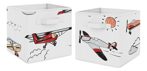 Sweet Jojo Designs Vintage Airplane - Cubo De Almacenamiento