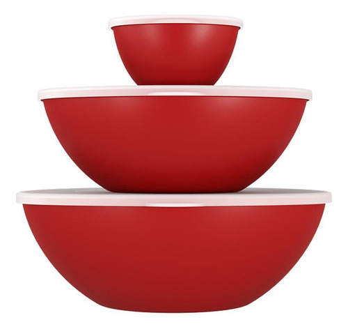 Kit 3 Potes Com Tampa Saladeiras Essential Vermelho Brinox