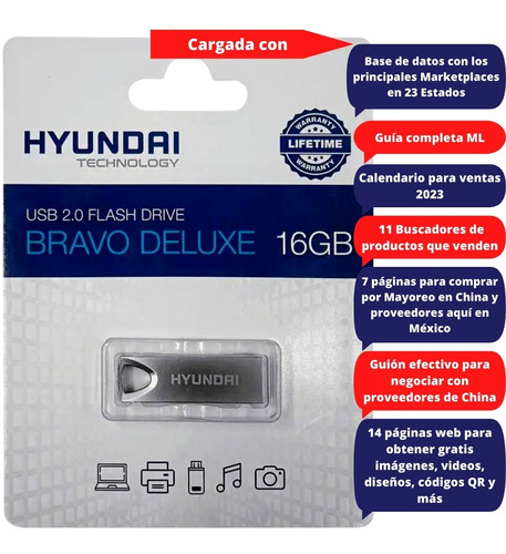 Usb Hyundai Bravo 16gb 2.0 Plateado Herramientas Digitales