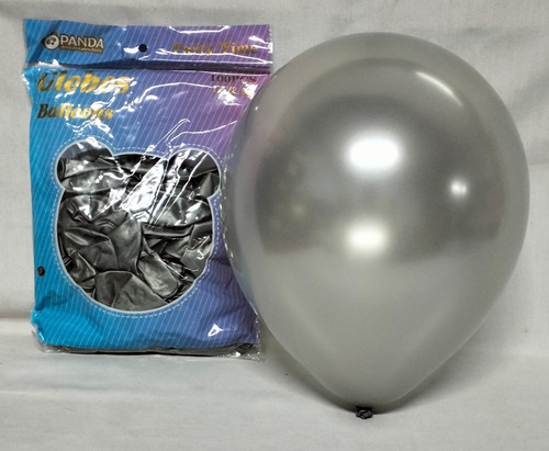 100 Globos Metalicos Perla Latex Plata R12 Calidad Helio