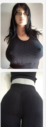 Conjunto Cotufa Texturizada Negro Arruchada Levanta Pompi