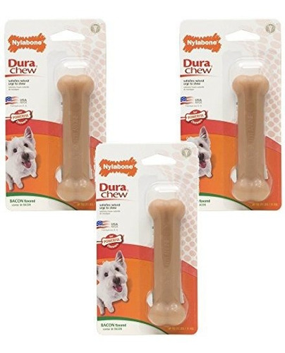 (3 Pack) Nylabone Dura Chew Tocino Con Sabor A Hueso - Tamañ