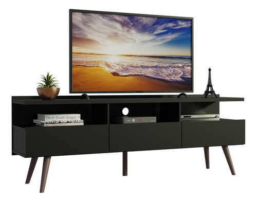 Mueble Mesa Para Tv Rack Madesa Con Pies Nm Color Negro