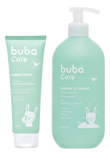 Kit Bebê Sabonete Líquido 400ml Hidratante 120ml Buba Care