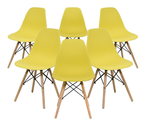 Set De 6 Sillas Eames Modernas Minimalistas Comedor Colores