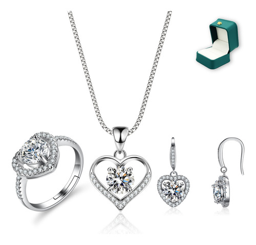 Conjunto De Joyas Collar, Pendientes, Anillo Ajustable De