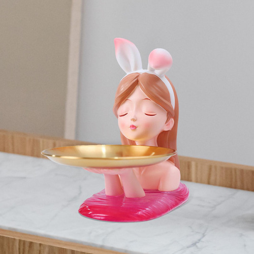 Estatuilla Estatua Bandeja De Almacenamiento Llaves Rosado