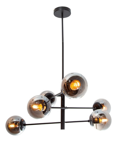 Lumimexico Lámpara Colgante Opulent Lights Moderna 23181-2 Negro E27 40w 6 Luce