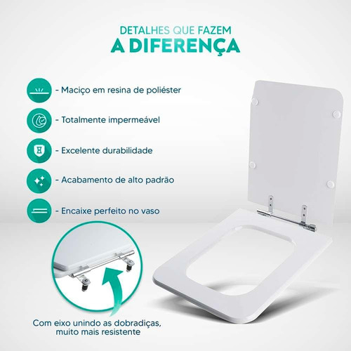Assento Sanitario Acrílico Square Rosa Shell P/ Vaso Incepa