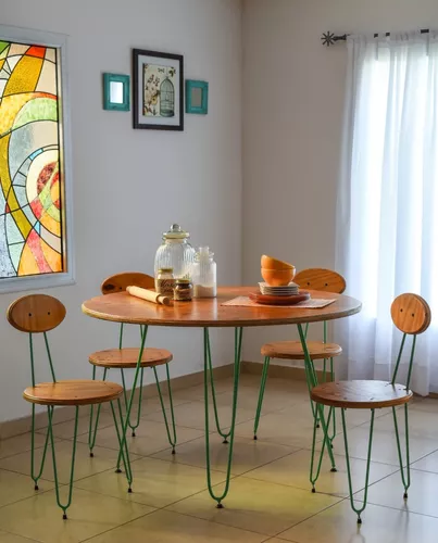 Juego De Mesa Y Sillas En Madera De Comedor Y Cocina Moderno