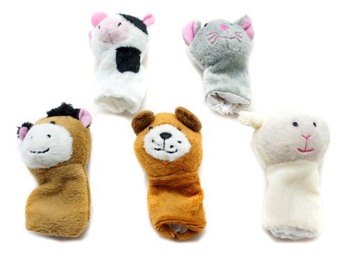 Imagen 10 de 10 de Titeres Dedo Set Animales Granja Mascotas Peluche Cuentos