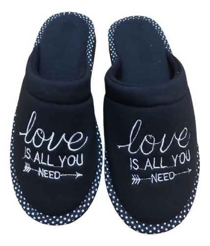 Pantuflas Punta Cerrada Algodón Love Is All You Need N 35/40