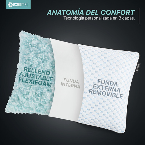 Almohada Cool+bambú Esquimal Memory Foam Ajustable King Size