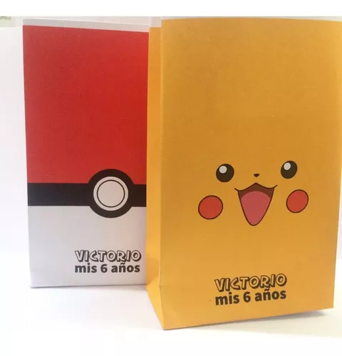 imagina Blanco Alargar Bolsitas Golosineras Pokemon X 10 Personalizadas Papel 150g