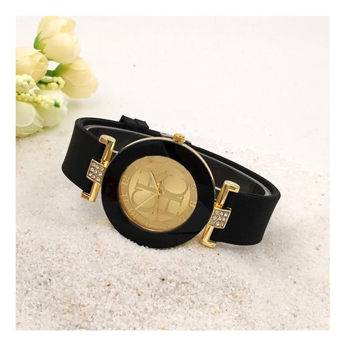 Relógio Femenino Casual Chic Dourado Strass Luxo Barato Ch