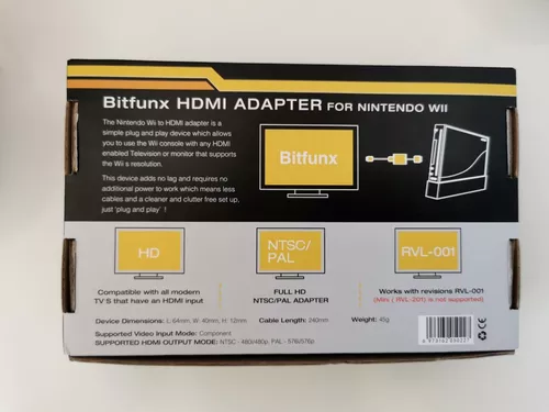 Adaptador HDMI Bitfunx para Nintendo Wii, cable Plug and Play