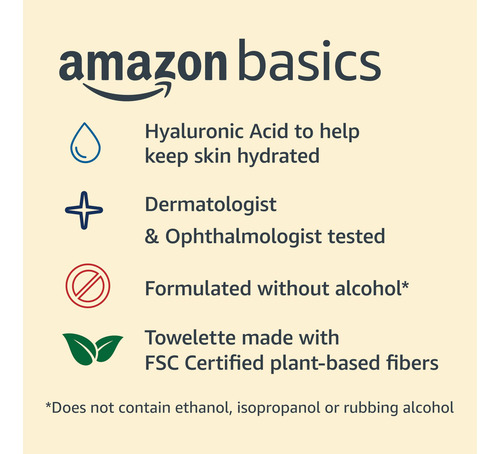 Toallitas Desmaquillantes Amazon Basics Hidratantes 50 Toall