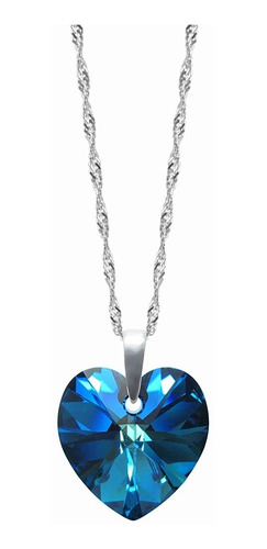 Dije Cristal Corazón 14mm Con Cadena De Plata 925