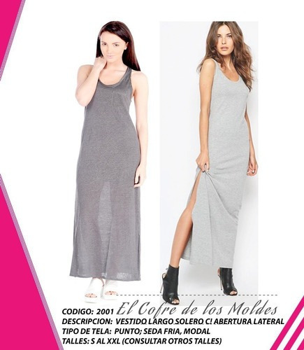 Molde  Vestido Solero Largo, Pack Talles S Al Xxl