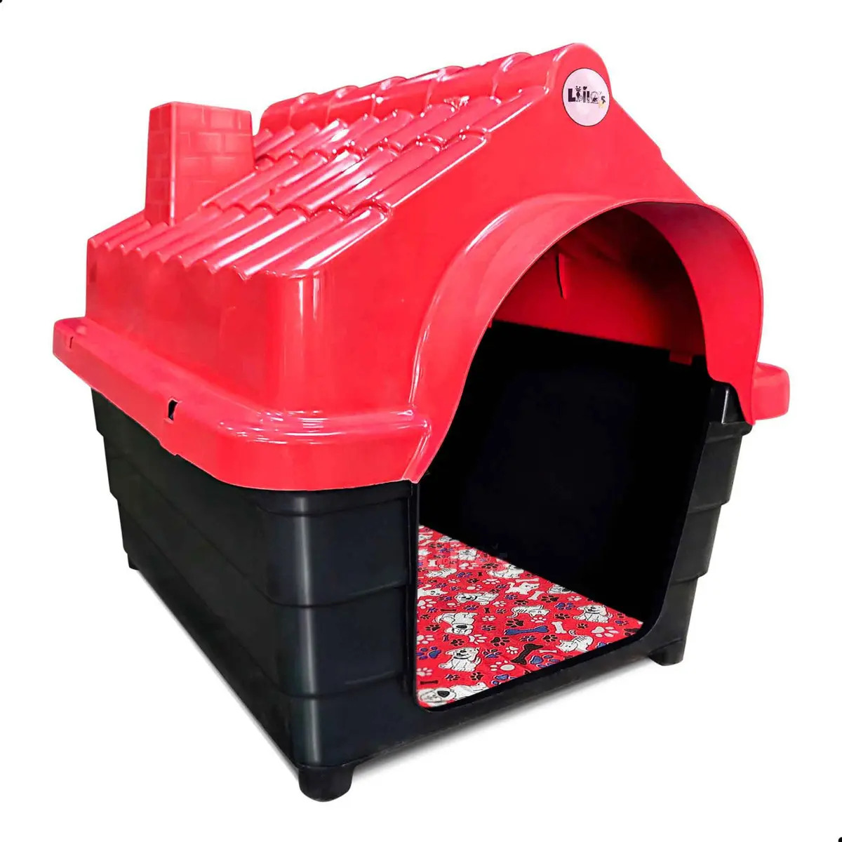 Casinha Casa Cachorro Plastica Impermeavel N7 Colchão Cor Vermelho