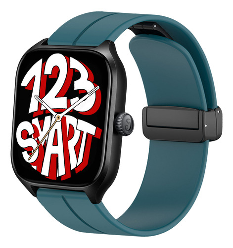 Pulseira De Silicone Magnética Para Galaxy Watch 4 E Watch 5 Cor Azul-petróleo Largura 20 mm