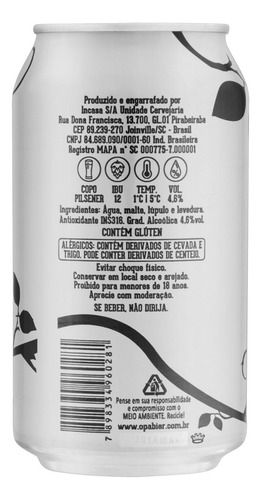 Opa Bier Parque Pilsen Cerveja Lata 350ml