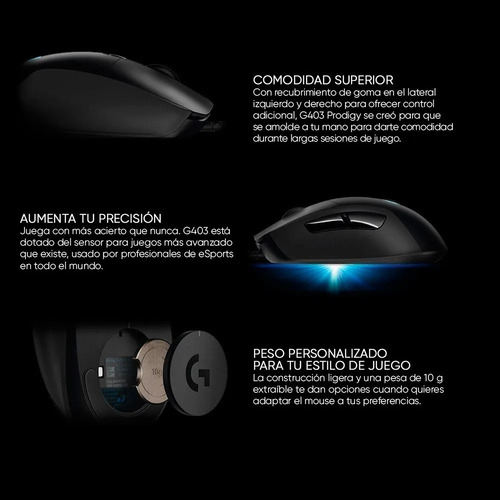 Imagen 5 de 7 de Mouse Gamer Logitech G403 Hero 16k Lightsync Rgb 6 Botones