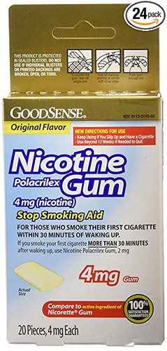 Con Sentido Nicotina Polacrilex Gum, 20 Count (paquete De 24
