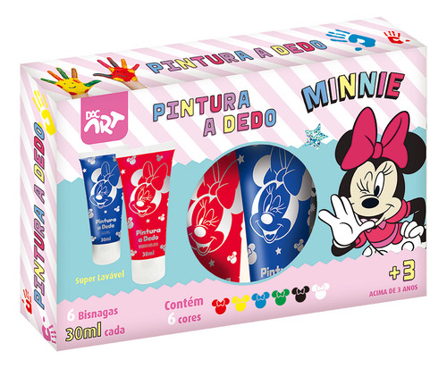 Conjunto De Pintura A Dedo 6 Cores Minnie Mouse Desenhos