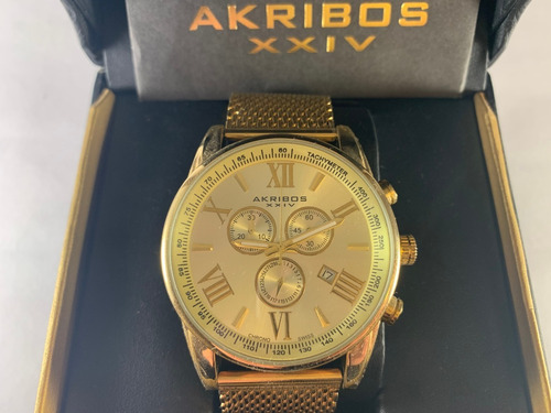Reloj Akribos Xxiv Ak813 Yellow Gold Exclusivo Swiss Made