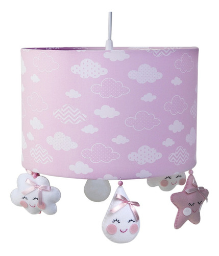 Lustre Tubular Chuva De Amor Rosa Quarto Bebê Infantil