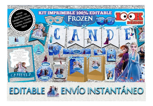 Kit Imprimible Candybar Frozen 2  100% Editable Powerpoint