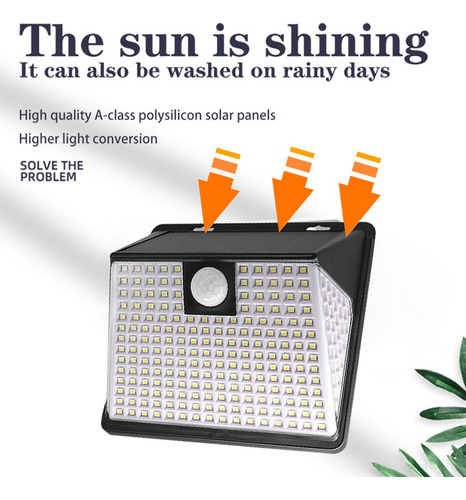 Luminária De Parede Solar Externa .sj 260 Led Com Sensor De