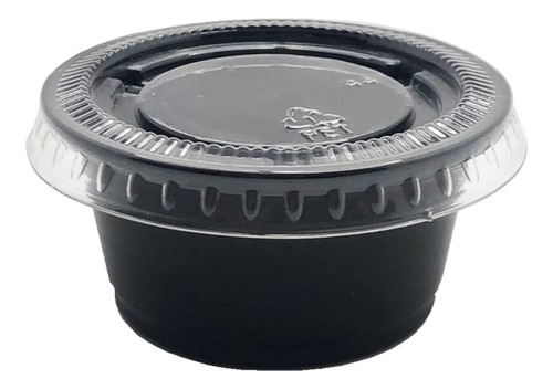 Vaso Soufflé Negro De 2oz Con Tapa, 500 Juegos