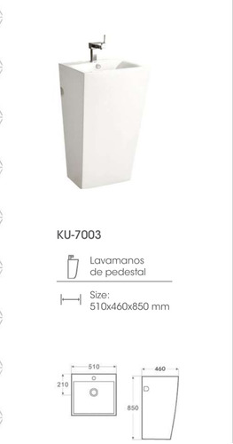 Kubo Lavamanos  Con Pedestal  Cuadrado Blanco Brillante 7003