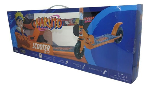 Scooter Naruto Con Luz Plegable Altura Ajustable Naranja