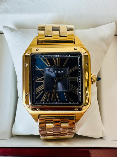 Reloj Pulsera Cartier Liso Fondo Negro Impresionante Dorado Negro (Usado)