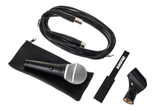 Microfone dinâmico móvel Shure PGA48-qtr com cabo e pipeta