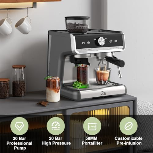 Cafetera Garvee Espresso Con Molinillo, 20 Bar, Semiautomáti
