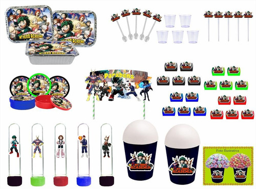 Kit Festa My Hero Academia 113 Peças (10 Pessoas) Marmit Vso