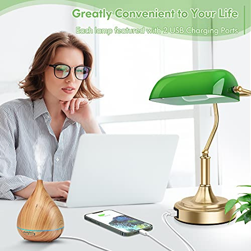 Lámpara De Banquero Con 2 Puertos Usb Lámpara De Escritorio