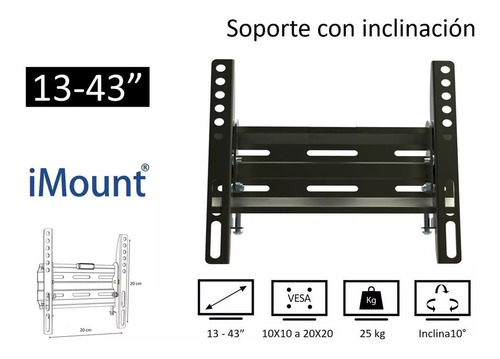 Imagen 8 de 9 de Soporte Base Pared Fija Para Tv 13 26 27 32 37 40 42 43