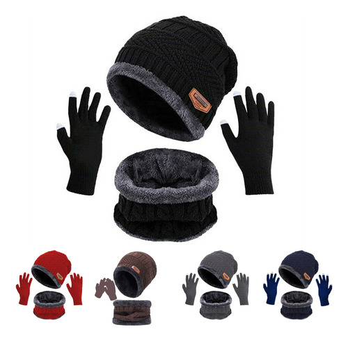 Juego De Tres Guantes Para Gorro Y Bufanda Acolchados De Ter