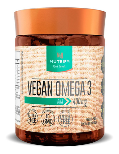 Vegan Omega 3 Dha 430mg 60 Capsulas Nutrify Sabor Sem sabor