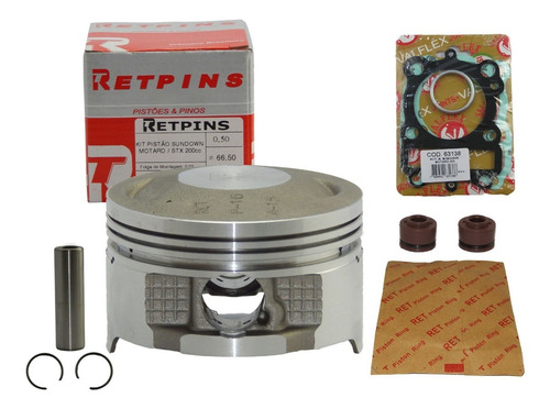 Imagem 2 de 3 de Kit Pistão E Anéis Stx 200 / Motard 200 0,75 - Retpins