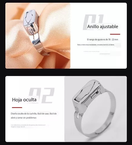 Anillo Defensa Personal Navaja Oculta Tactico Ajustable