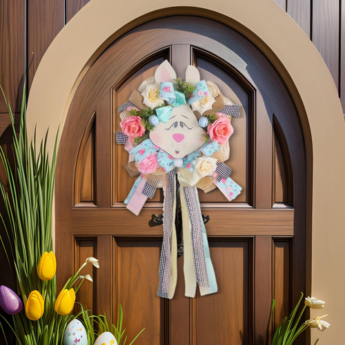 Adorno Colgante De Corona De Conejo De Pascua, Decoración