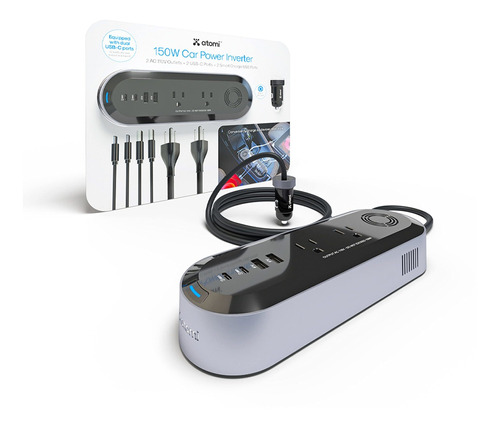 Atomi Car Power Inverter With Ac 5 Outlets Usb-c Ports