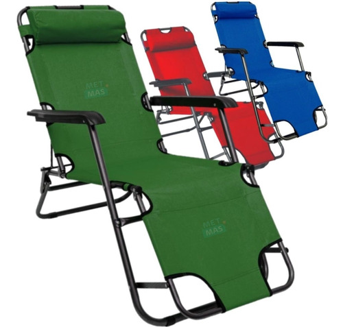 Reposera Cama Playera Reclinable Plegable 153 Cm + Almohada!