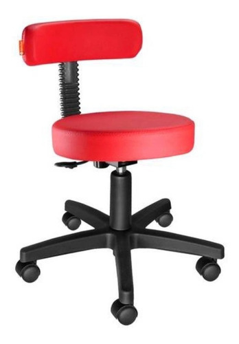 Cadeira Mocho Com Encosto Slim Com Regulagem De Altura Cor Vermelho
